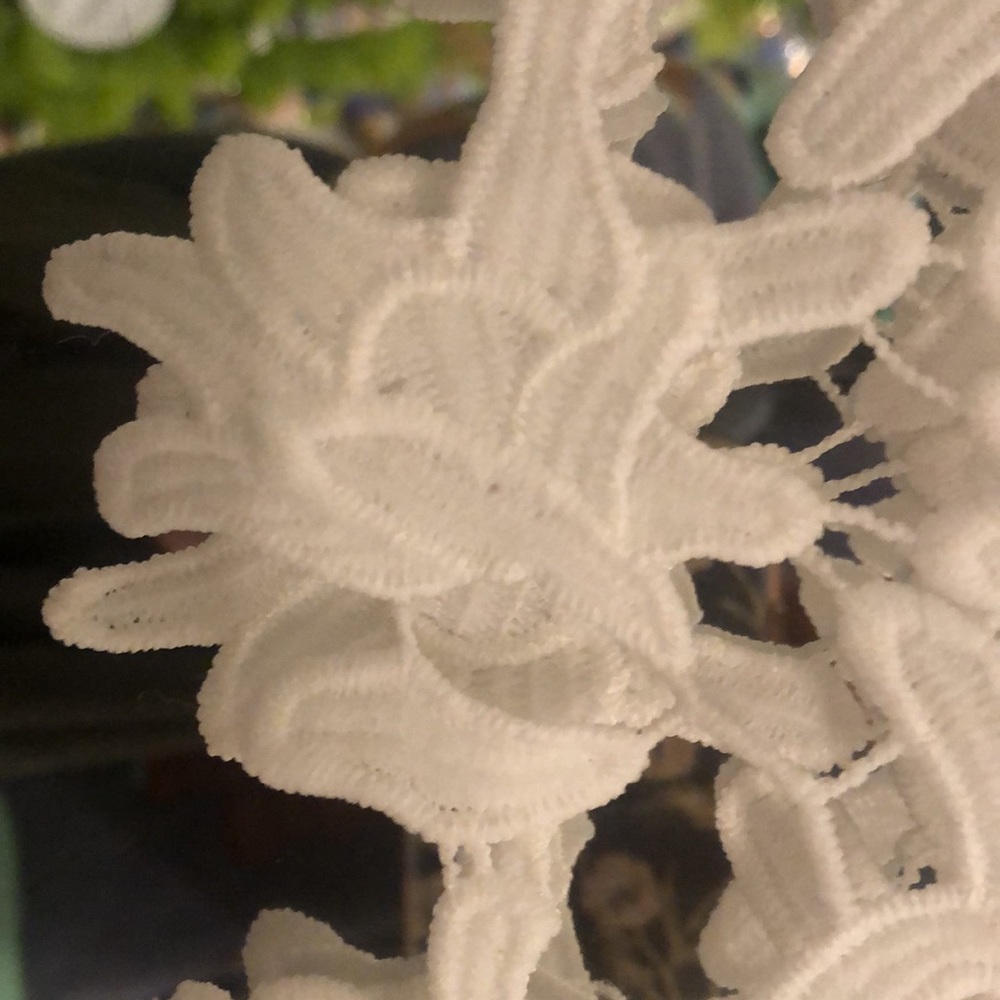 Francesca's White XS Dress with Embroidered Lace Overlay - Picture 3 of 5